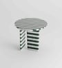 Tesselate Round Marble Inlay Console In Green & White Finish