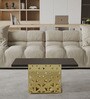 Tesselate Serpentine Metal Coffee Table in Gold Finish with Wooden Top
