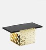 Tesselate Serpentine Metal Coffee Table in Gold Finish with Wooden Top