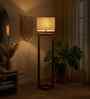 Tesseract Wooden Floor Lamp with Jute Shade & Brown Base