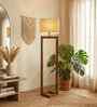 Tesseract Wooden Floor Lamp with Jute Shade & Brown Base