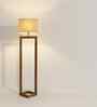 Tesseract Wooden Floor Lamp with Jute Shade & Brown Base