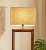 Tesseract Wooden Floor Lamp with Jute Shade & Brown Base