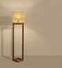 Tesseract Wooden Floor Lamp with Jute Shade & Brown Base