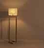 Tesseract Wooden Floor Lamp with Jute Shade & Brown Base