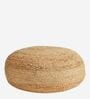 Teviston Jute Fabric Pouffe in Brown Colour