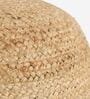 Teviston Jute Fabric Pouffe in Brown Colour