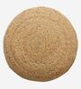 Teviston Jute Fabric Pouffe in Brown Colour