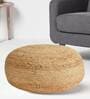 Teviston Jute Fabric Pouffe in Brown Colour