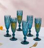 Textured 150ml Blue Crystal Glass (Set of 6) Champagne Glass