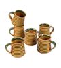 Textured 150Ml Yellow Green Ceramic (Set Of 6) Tea Cups