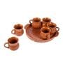 Textured 50Ml Brown Ceramic Set Of 6 Glass With 1 Tray