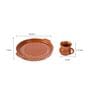 Textured 50Ml Brown Ceramic Set Of 6 Glass With 1 Tray