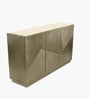 Textured Solid Wood Sideboard in Gold Finish