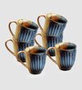 Textured Handcrafted 300ml Multicolour Ceramic (Set of 6) Coffee Mugs