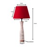 Textured E27 Holder Wooden Base Table Lamp (White Base) with Fabric Shade (Red)