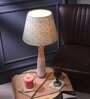 Textured E27 Holder Wooden Base Table Lamp (White Base) with Fabric Shade (Green)