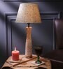 Textured E27 Holder Wooden Base Table Lamp (White Base) with Fabric Shade (Green)