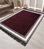 Maroon Polyester Vintage 5  X 7  Feet Machine Made Carpet