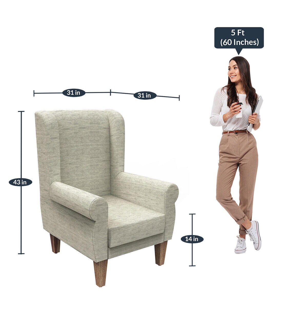 Buy The Begum Velvet Wing Chair in Srilanka Ivory Colour by Chumbak Online Solid Color Wing