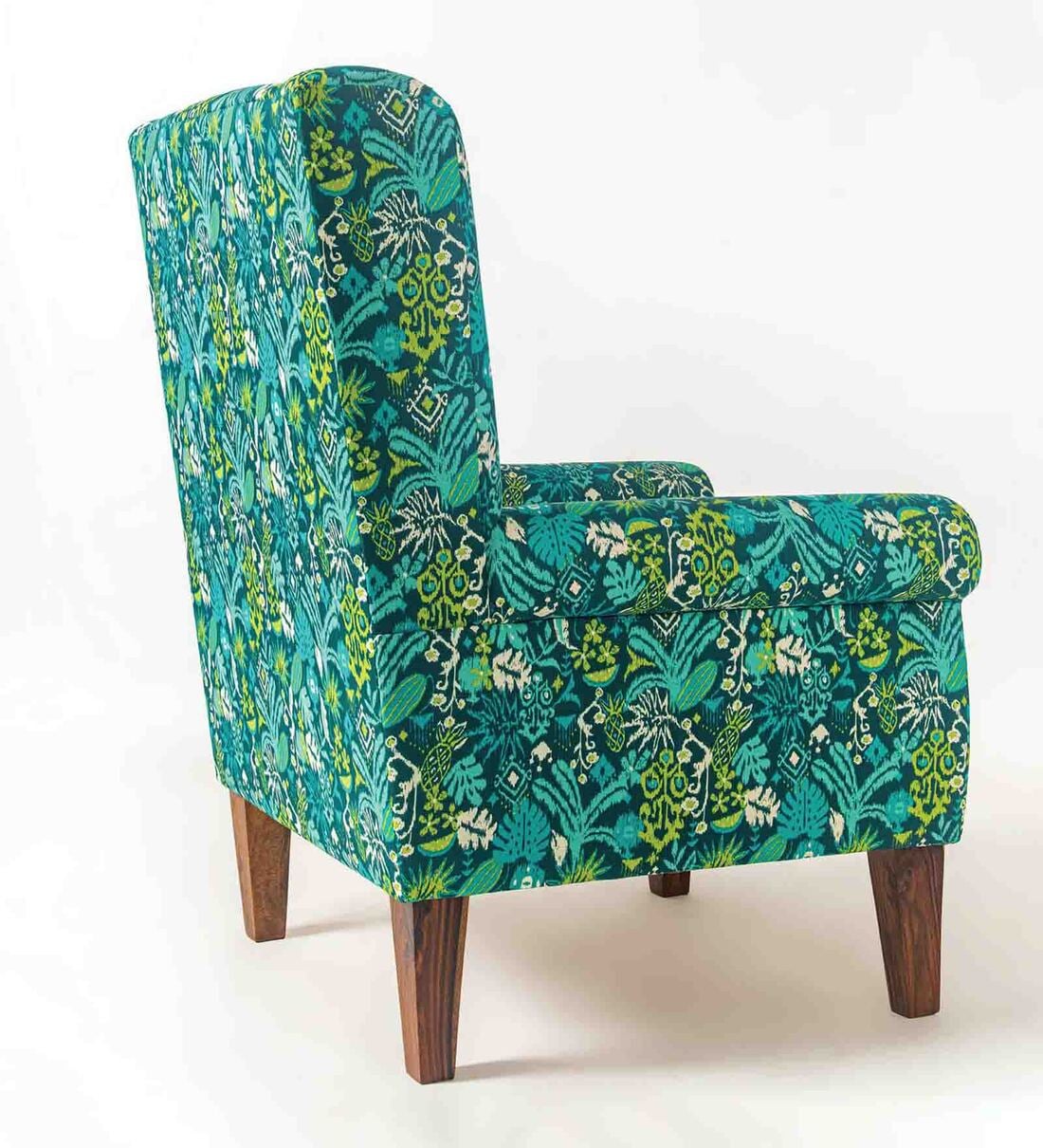 Buy The Fabric Wing Chair in Tropical Ikkat Design Colour by Chumbak