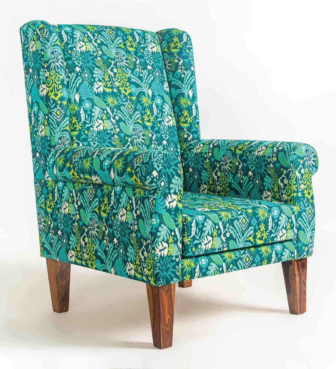 Buy The Fabric Wing Chair in Tropical Ikkat Design Colour by Chumbak
