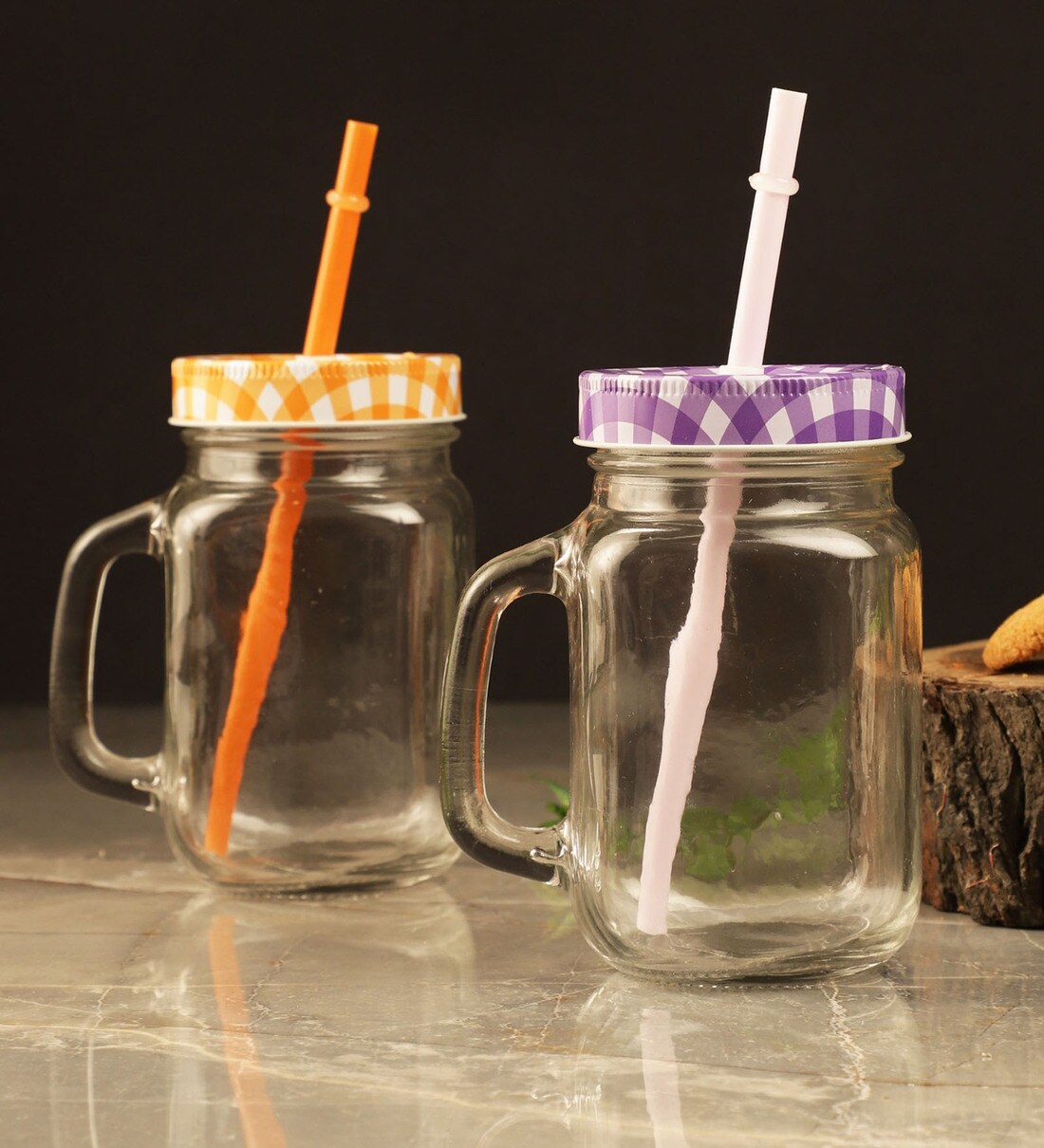 Buy Assorted Mason Jars With Straw Glass 500ml (Set of 6) Mason Jar at 6 OFF by The Decor Mart