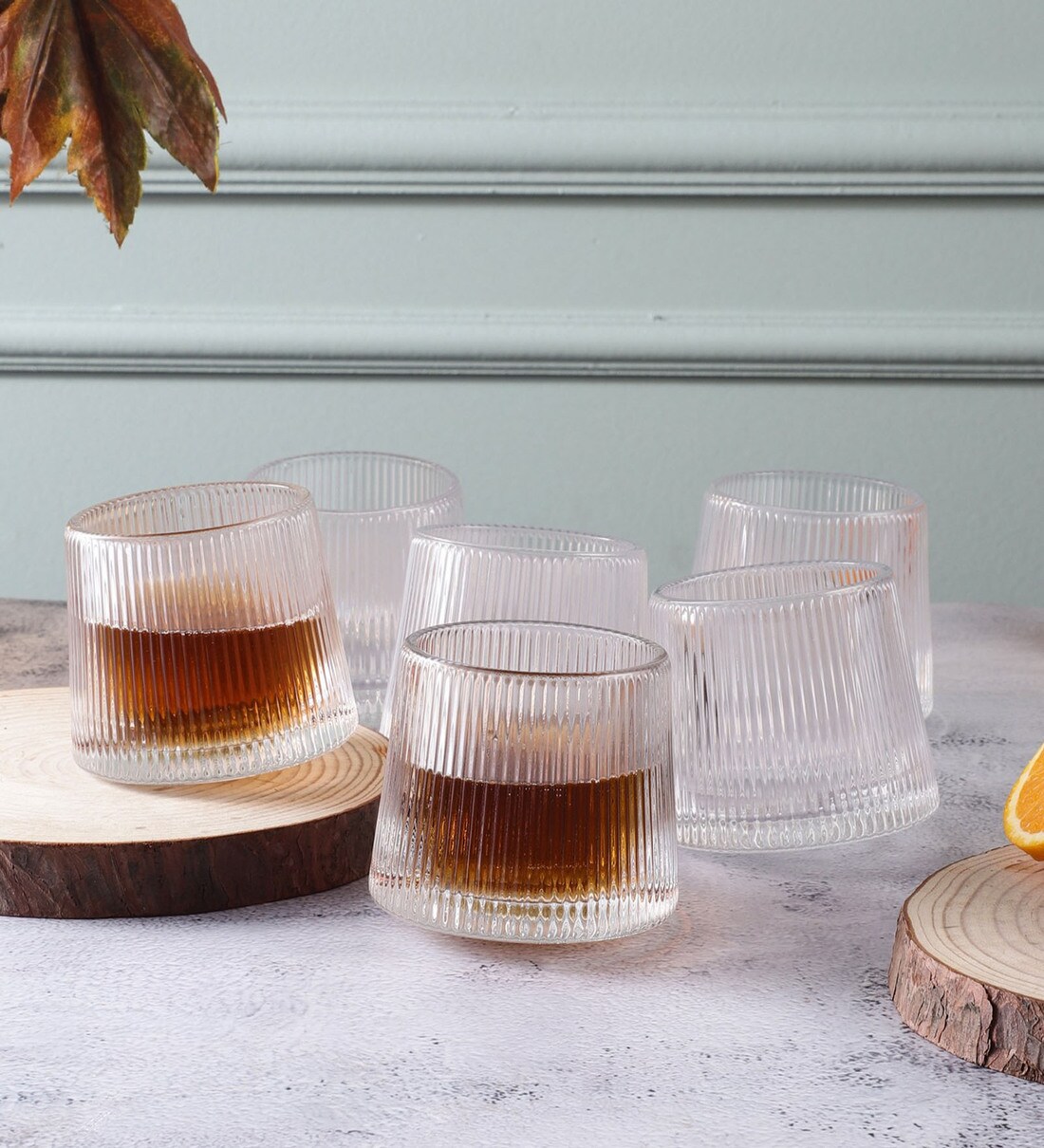 Buy Fluted Spinning Glass 150 ML (Set of 6) Whiskey Glasses at 56 OFF