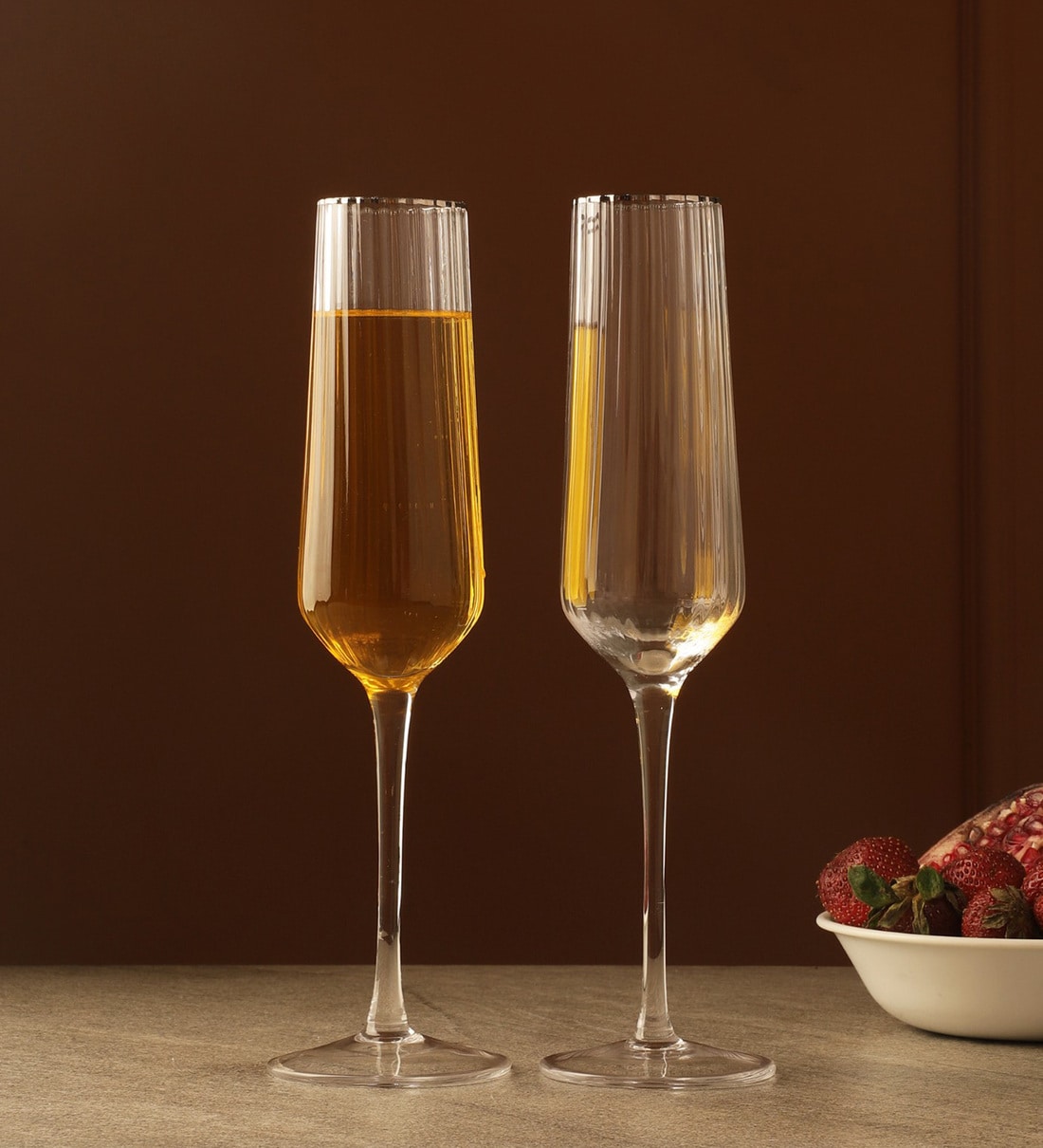 Buy Ribbed Glass 230ml (Set of 2) Champagne Glasses at 60 OFF by The