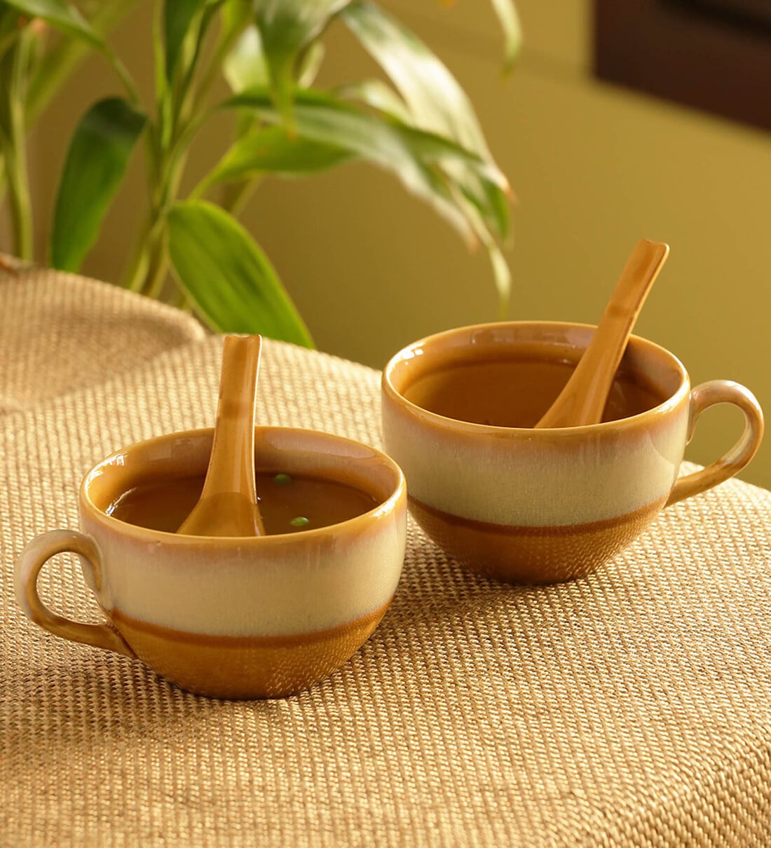 Buy The Eclipsed 450ml (Set of 4) Ceramic Soup Bowl with Spoon by