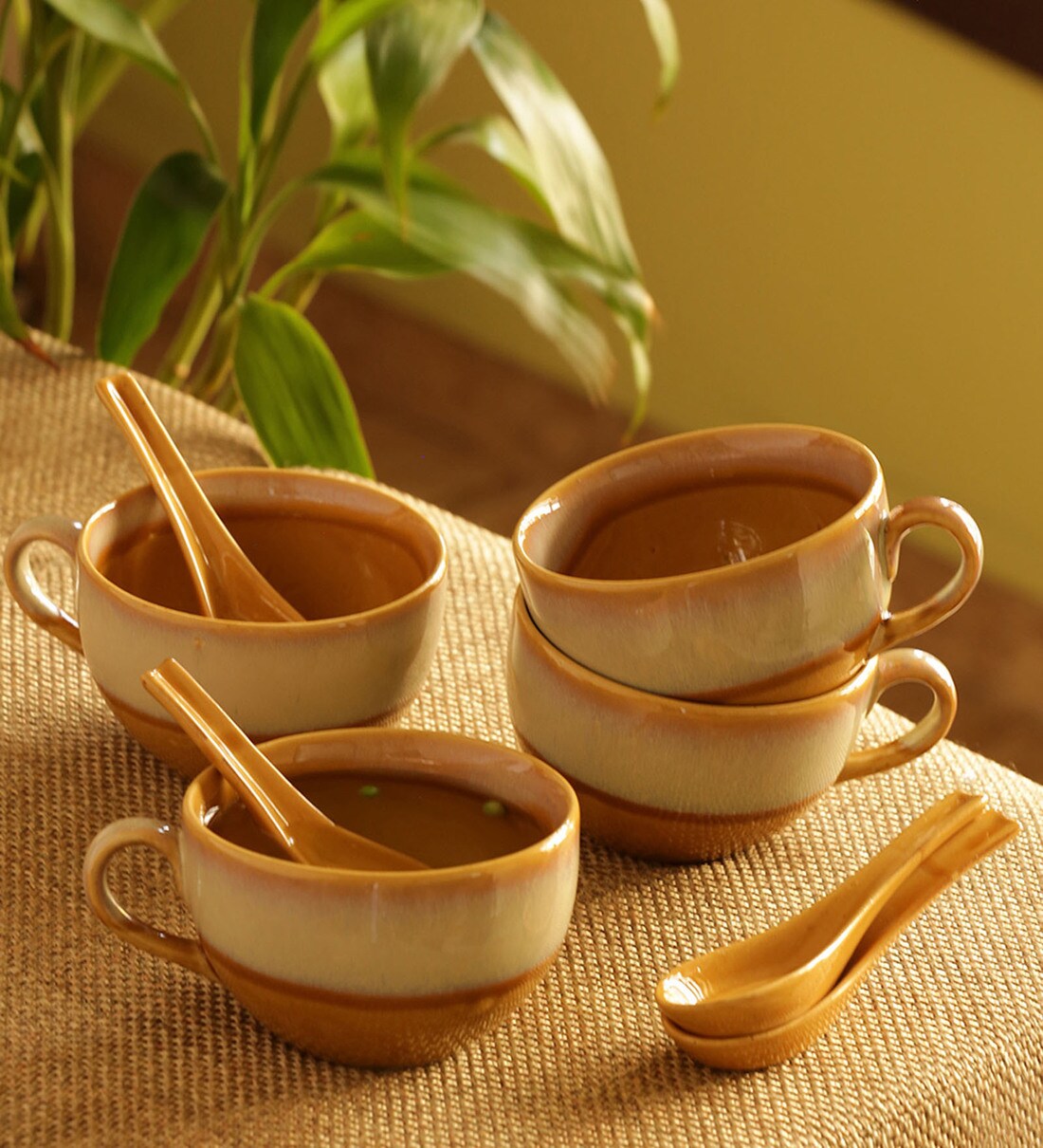 Buy The Eclipsed 450ml (Set of 8) Ceramic Soup Bowl with Spoon by