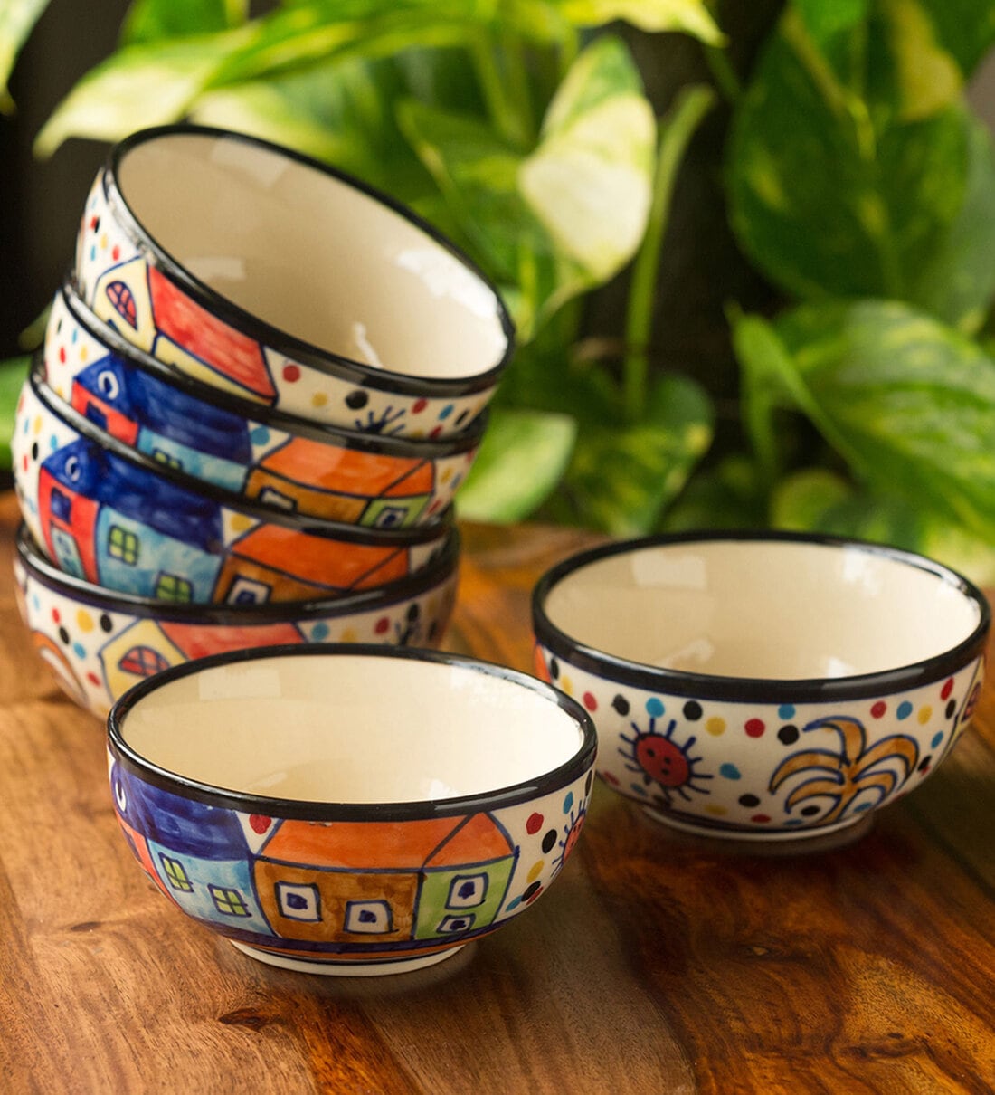 Buy 170 ML Ceramic Serving Bowls Set of 6 by ExclusiveLane Online