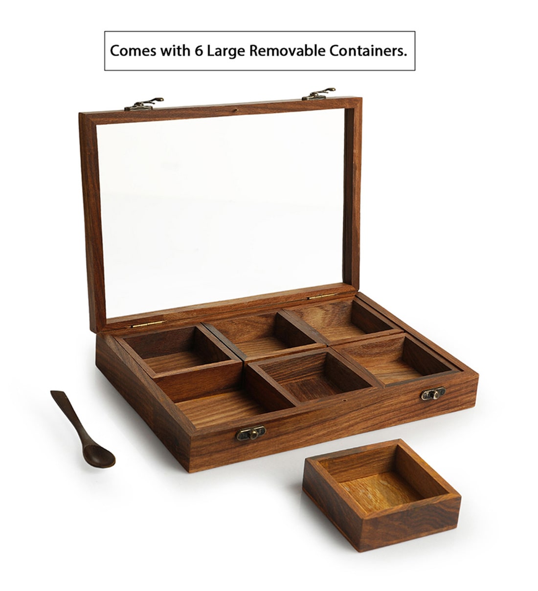 Buy The Spice Trove Brown Sheesham Wood Spice Box at 32 OFF by