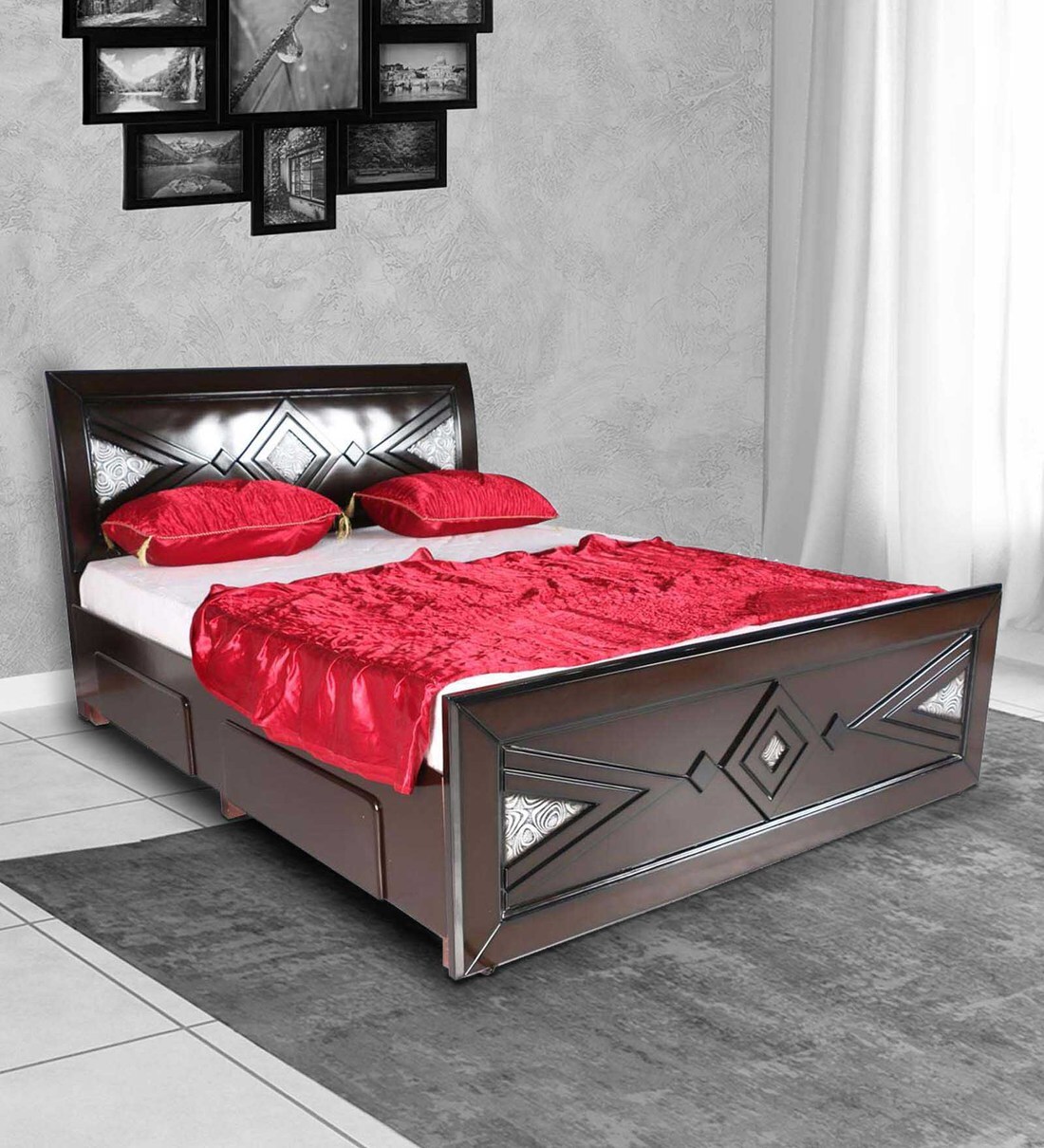 Buy The Venice King Size Bed with Storage in Dark Brown Colour Online