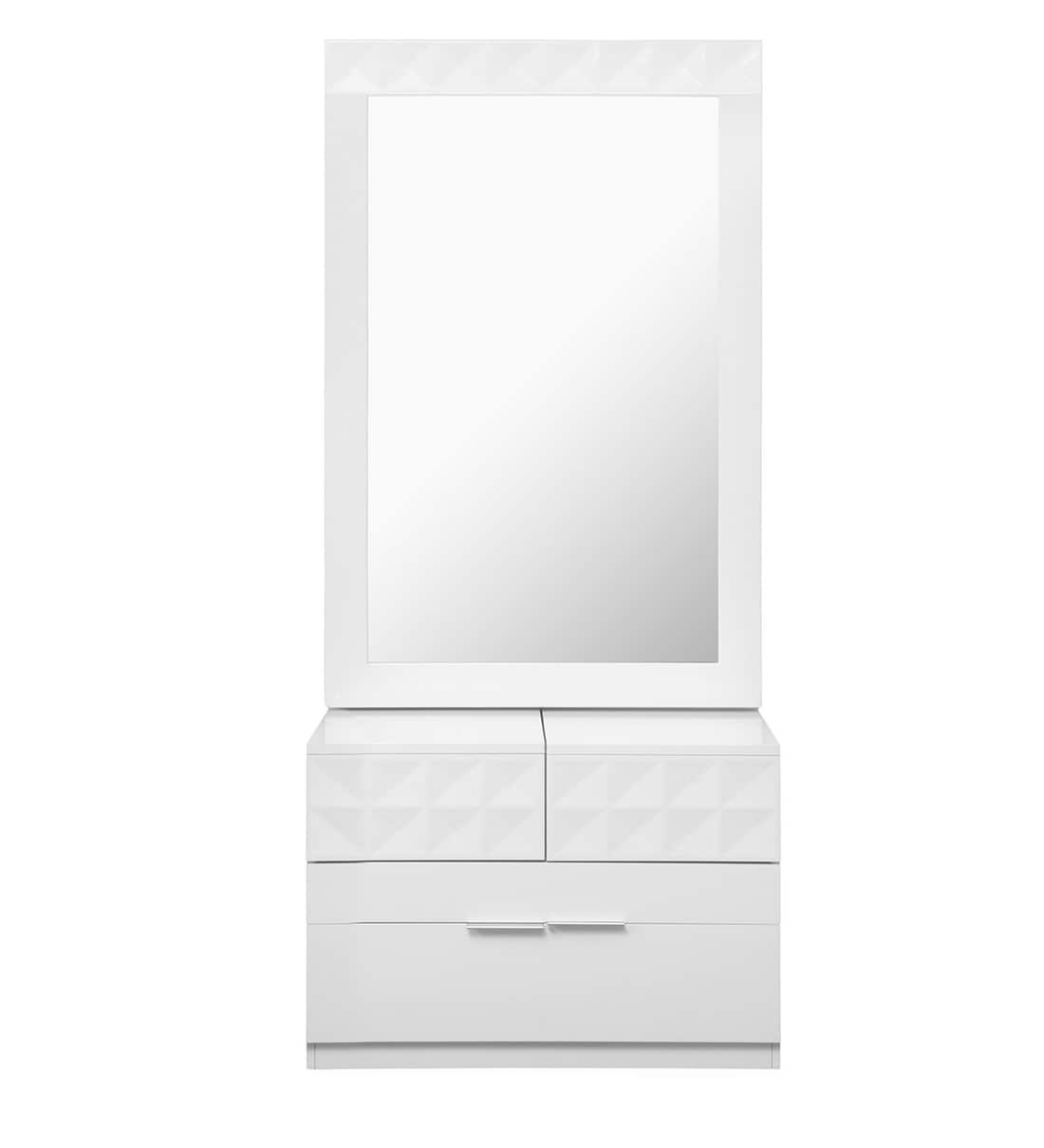 Buy Theia High Gloss Dresser with Mirror in White Colour by home