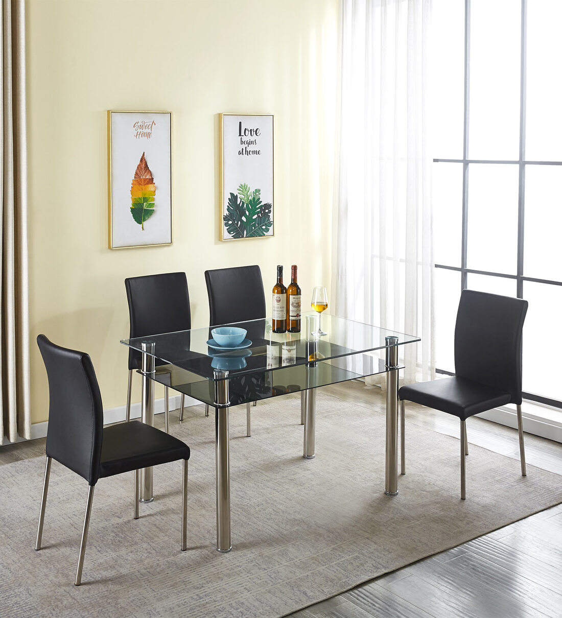 Buy Theseus Metal 4 Seater Dining Set in Black Finish at 10% OFF by ...