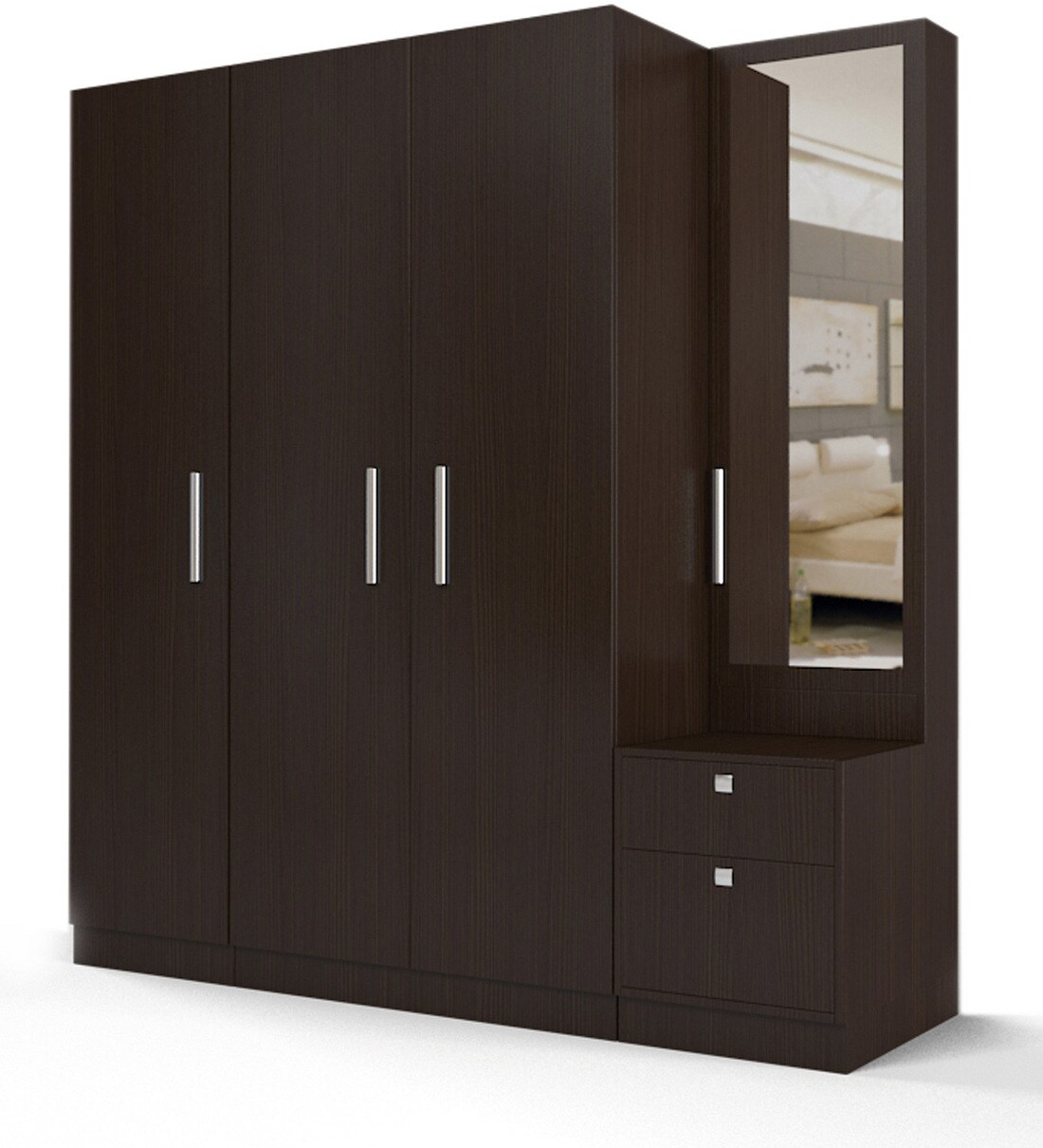 Buy Three Door Wardrobe with Dresser in Country Oak Dark Finish in PLPB by Primorati Online