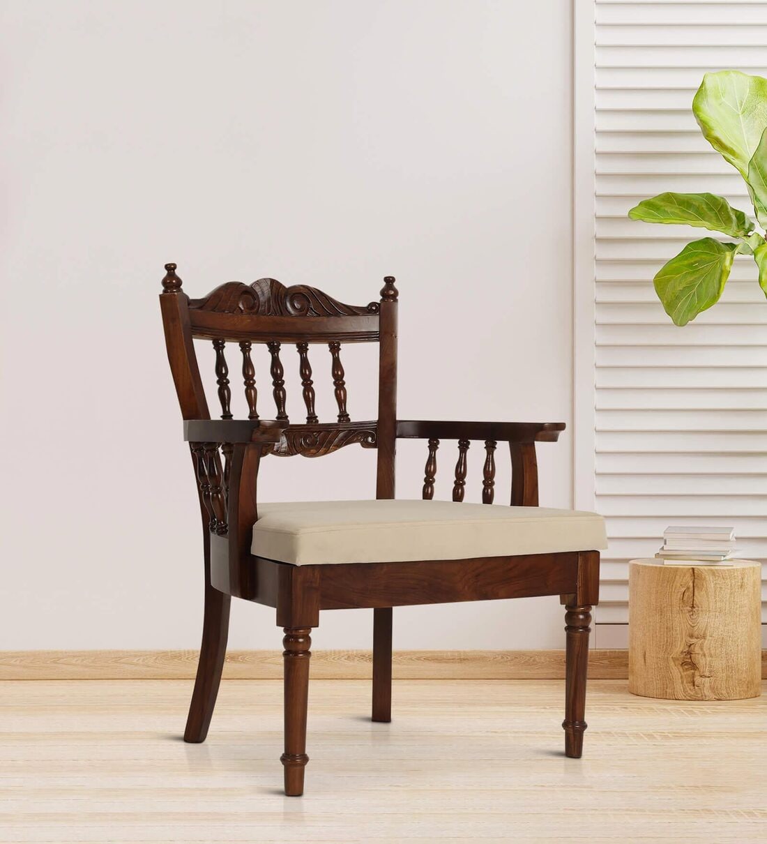 Buy Throne Solid Wood Arm Chair in Walnut Finish at 31 OFF by Furnicoz Pepperfry