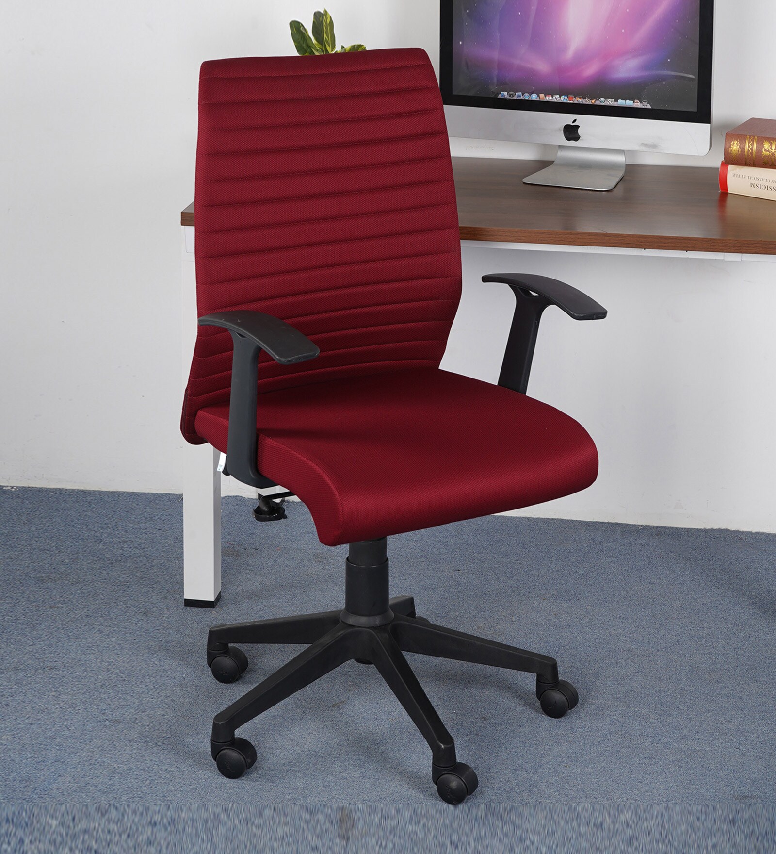 Thames Fabric Ergonomic Chair in Bright Maroon Colour Thames Fabric Ergonomic Chair in Bright Maroon Colour