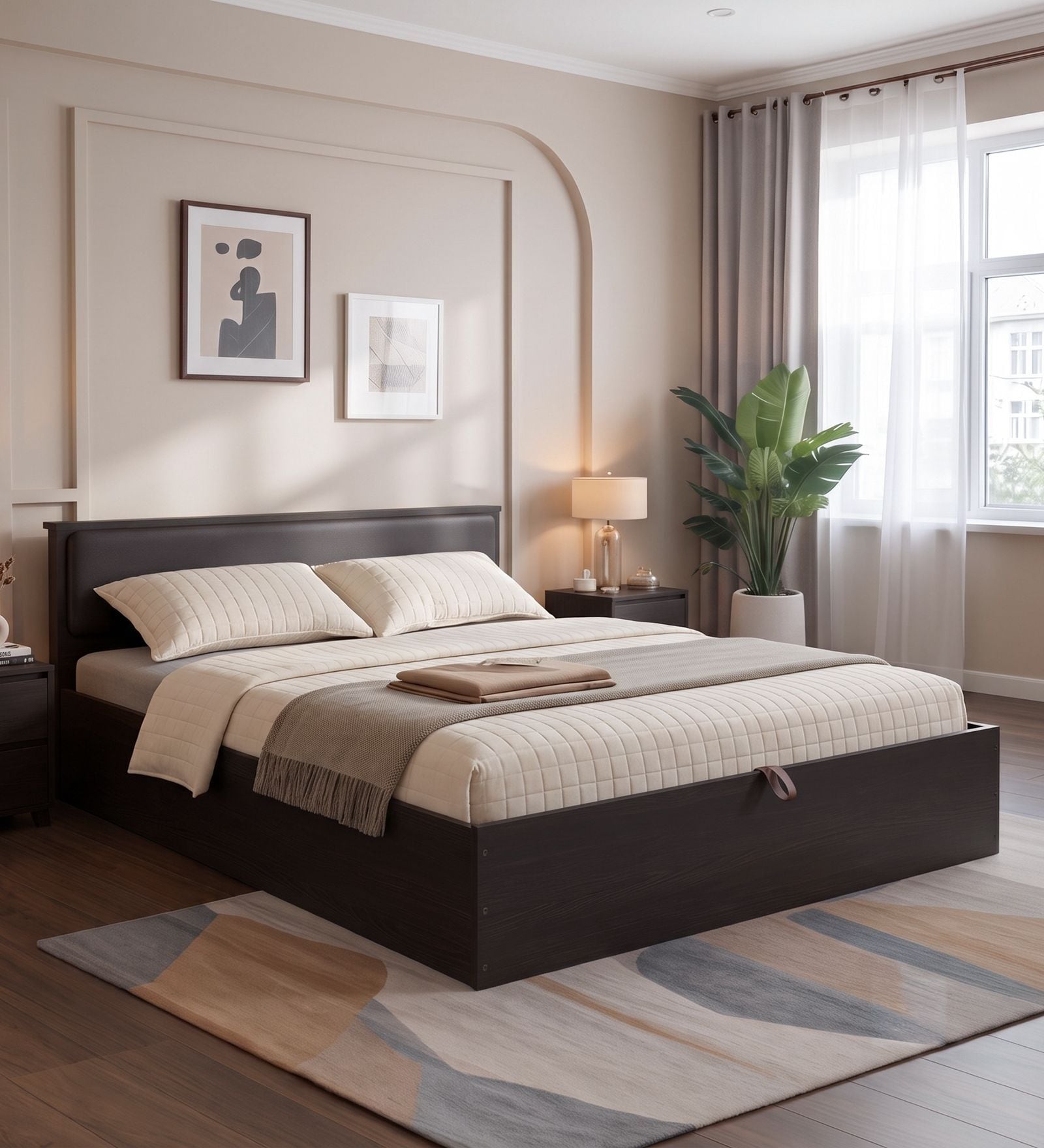 Thames Queen Bed in Wenge Finish with Storage Thames Queen Bed in Wenge Finish with Storage