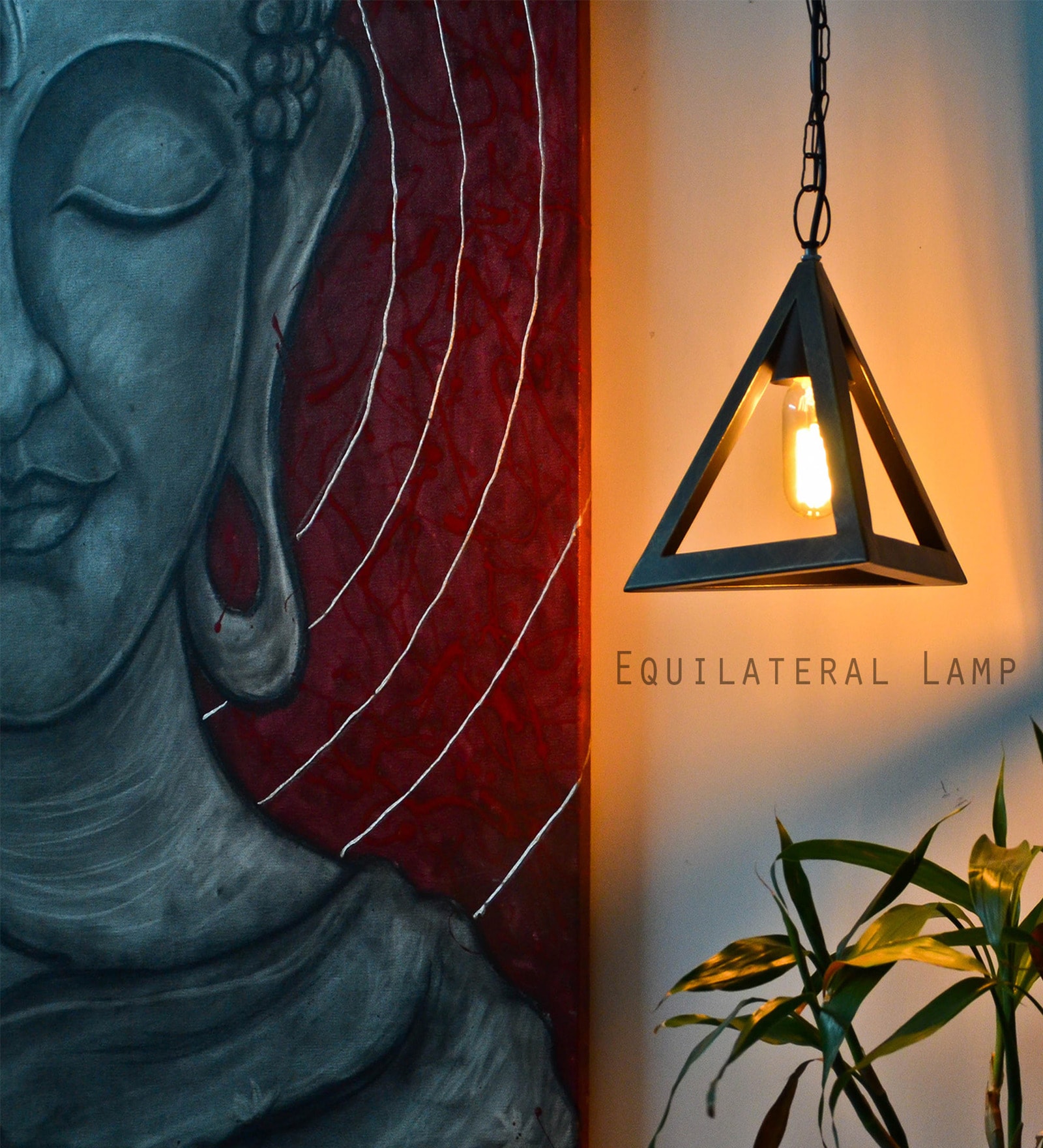 Black Industrial Equilateral Triangle Pendant Light