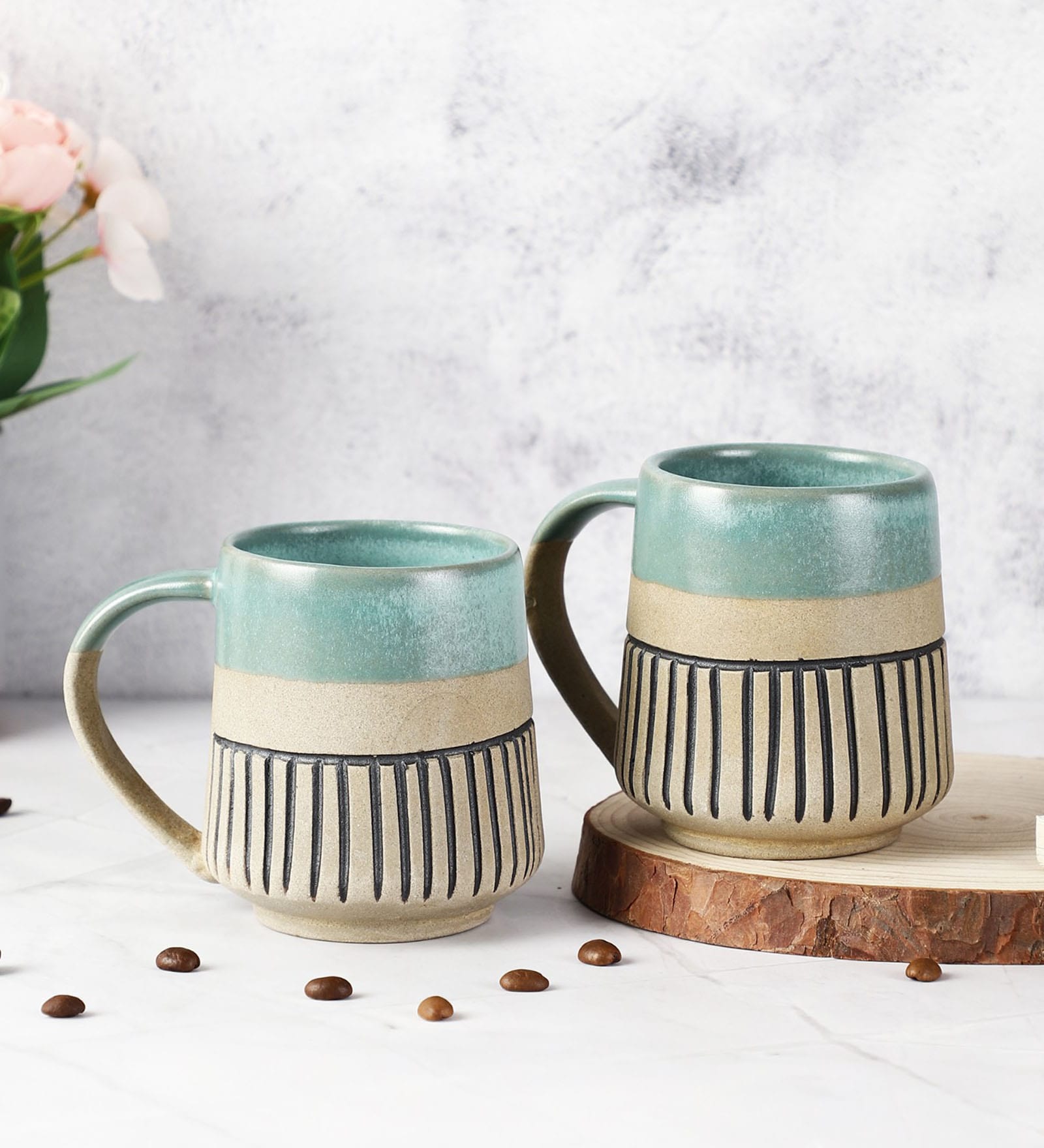 Buy Semi Ceramic 400ml (Set of 2) Tea Cup at 69% OFF by The Decor Mart ...