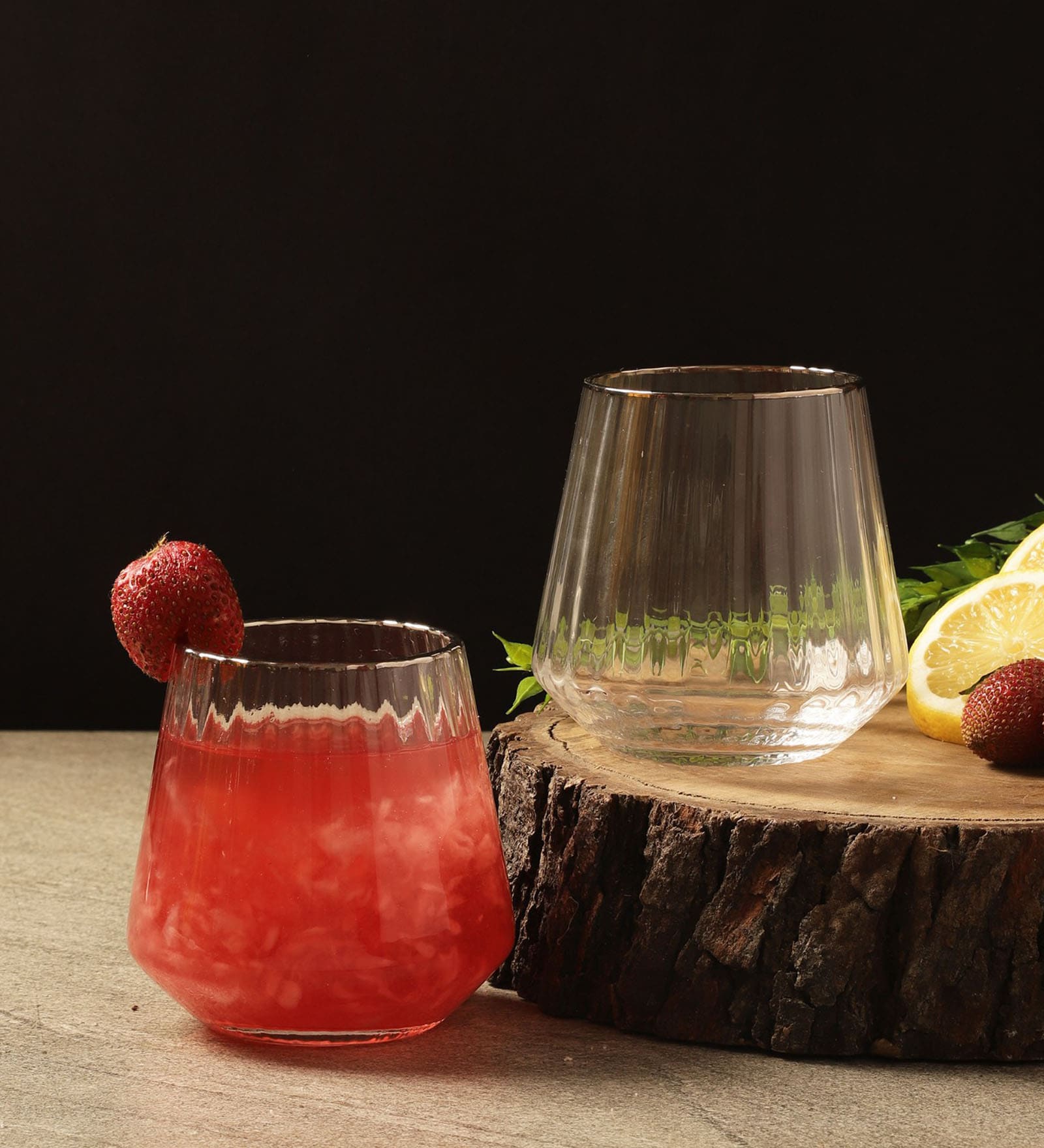 Ribbed Glass 400ml (Set of 2) Drinking Glasses