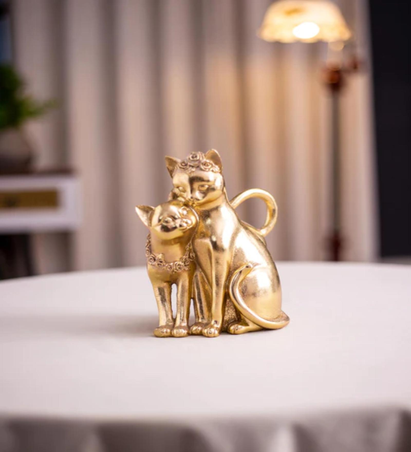 Mesmerizing Cat Gold Resin Figurine