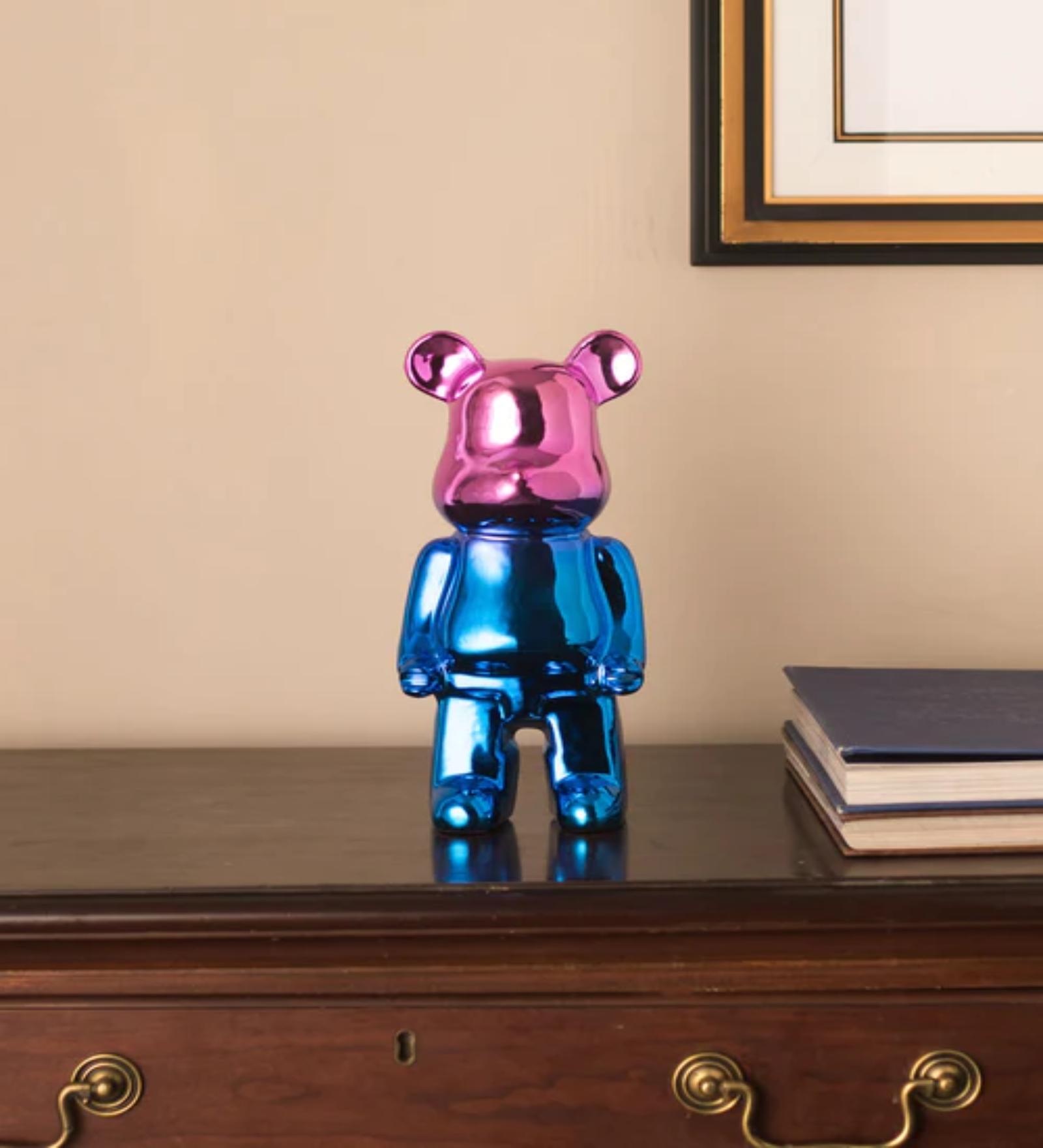 Bear Blue & Pink Ceramic Showpiece