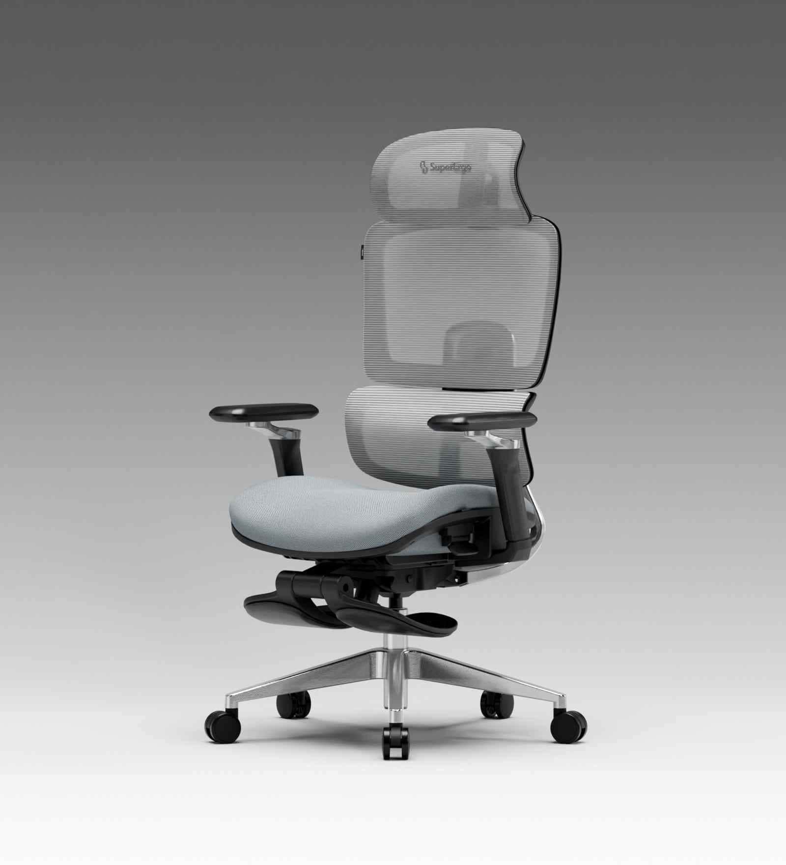 The Director Metal Premium Ergonomic Chair In Lakestone Grey Colour With Footrest