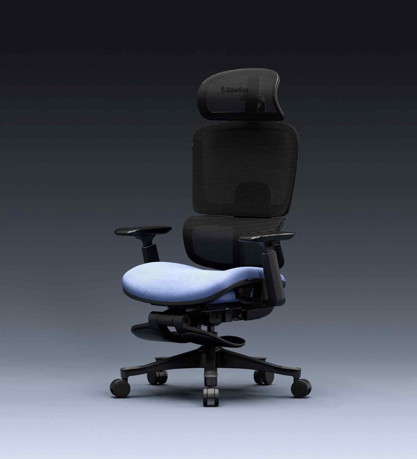 The Director Premium Ergonomic Chair In Periwinkle Blue Colour With Footrest