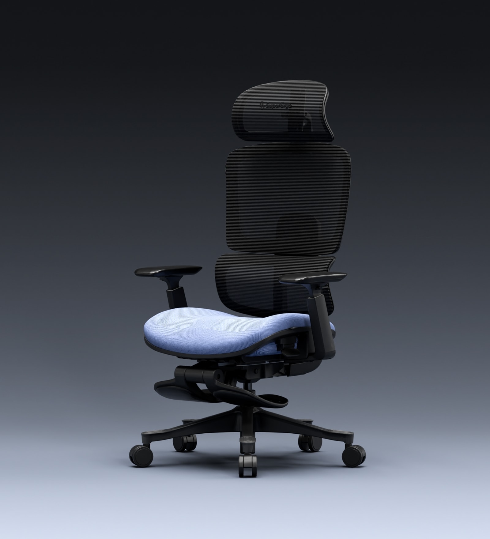 The Director Premium Ergonomic Chair In Periwinkle Blue With Footrest The Director Premium Ergonomic Chair In Periwinkle Blue With Footrest