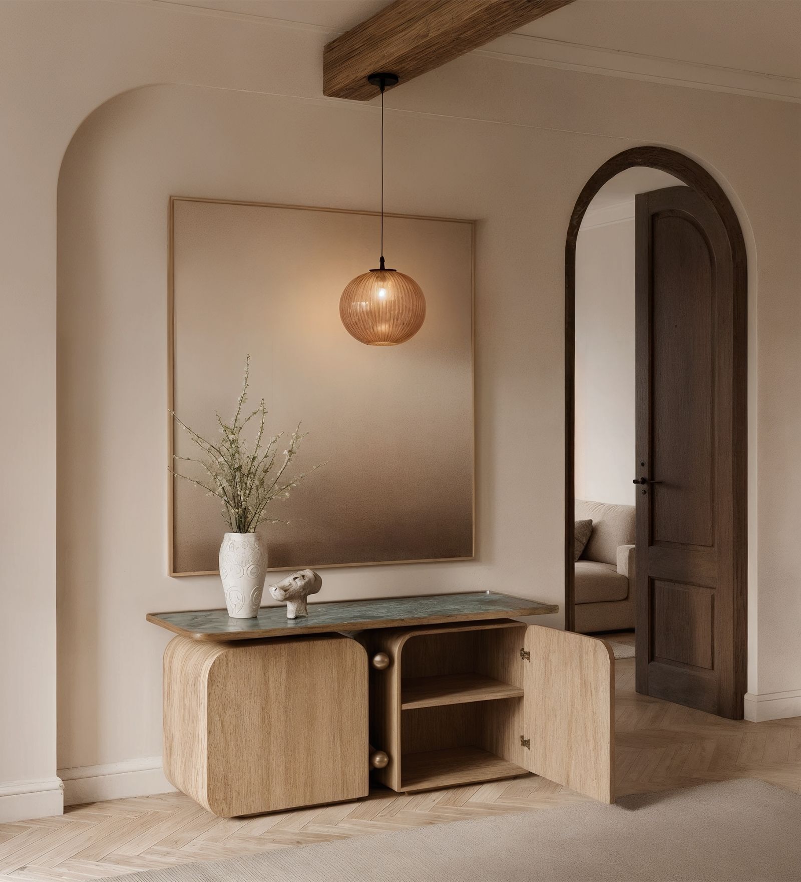 The Duo Console Table In Teakwood Finish