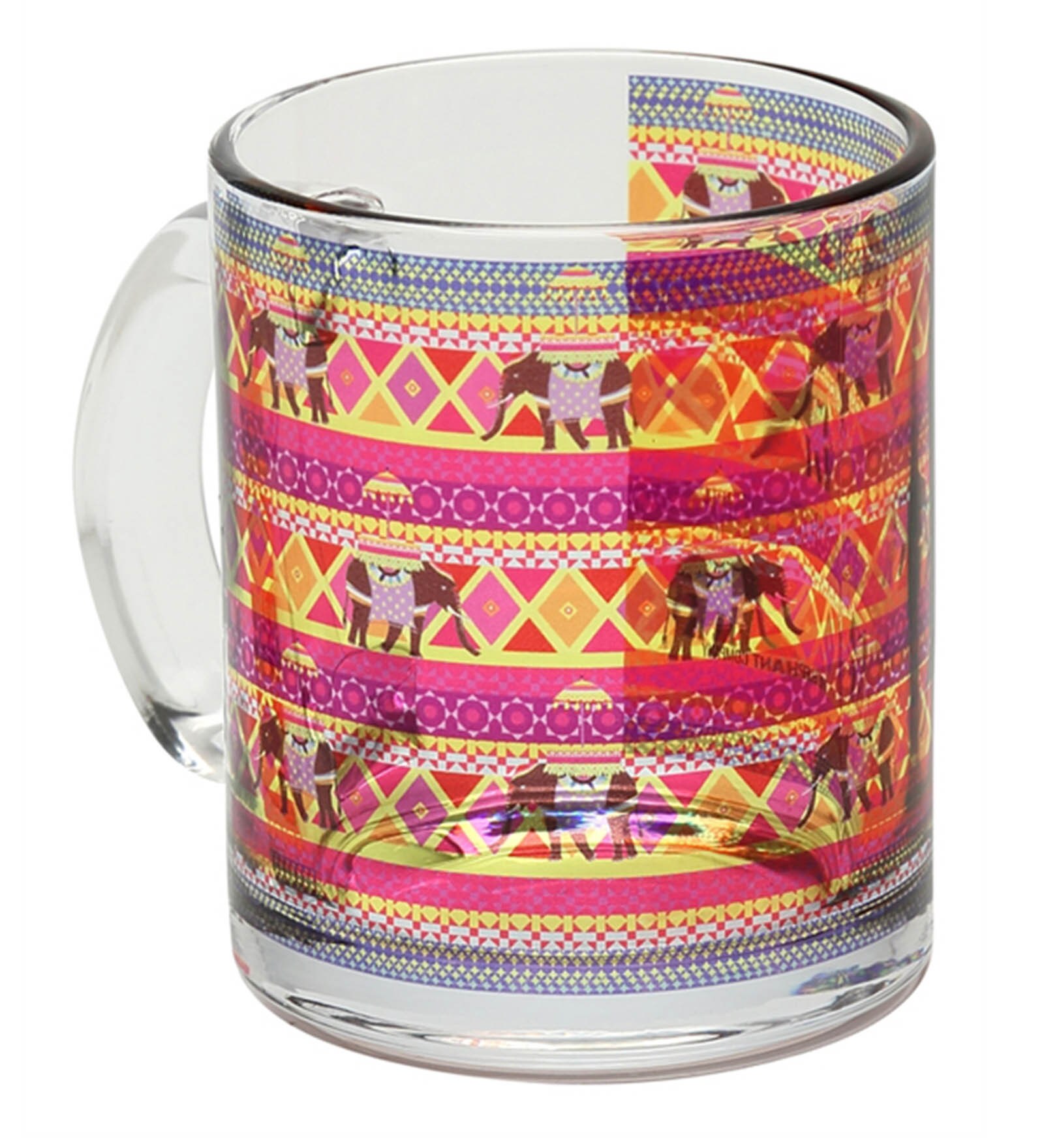 The Elephant Company Rangeen Hathi Glass 350 ML Coffee Mug